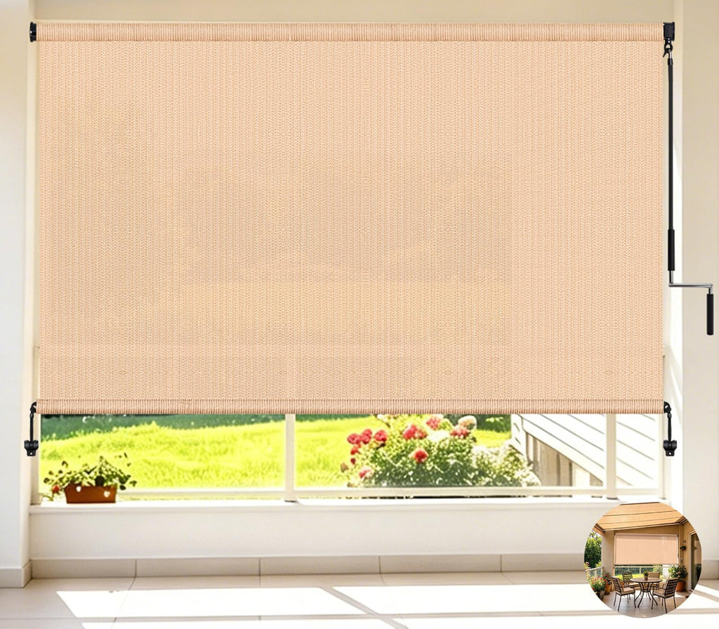 Outdoor Roller Shades,Exterior Cordless Patio Shade Roll Up Blind for Porch