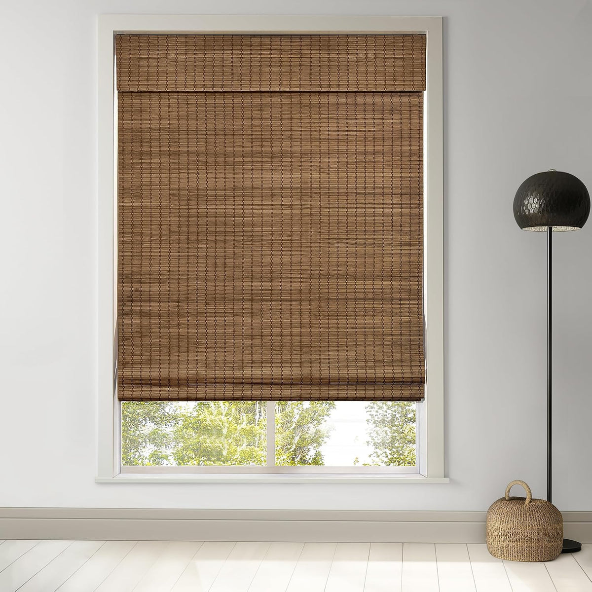 LazBlinds Cordless Bamboo Roman Shades, 34x64, Highfield Teak