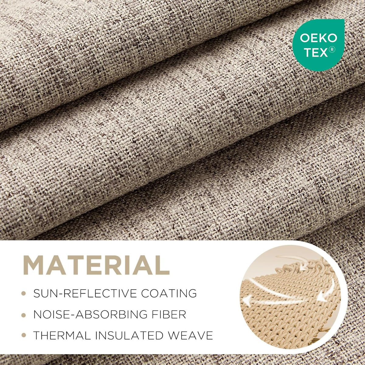 Joydeco Blackout Curtains for Bedroom - Natural Linen Curtains 37 X 72 inch, Thermal Insulated 100% Blackout 2 Panels Light Blocking Drapes, Rod Pocket & Back Tabs, Darkening Privacy for Living Room
