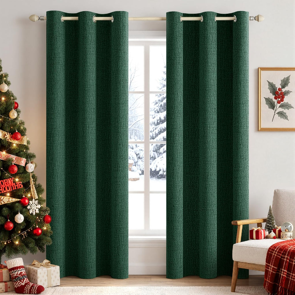 MIULEE 100% Blackout Linen Curtains for Bedroom 52x84 Inches Dusty Blue