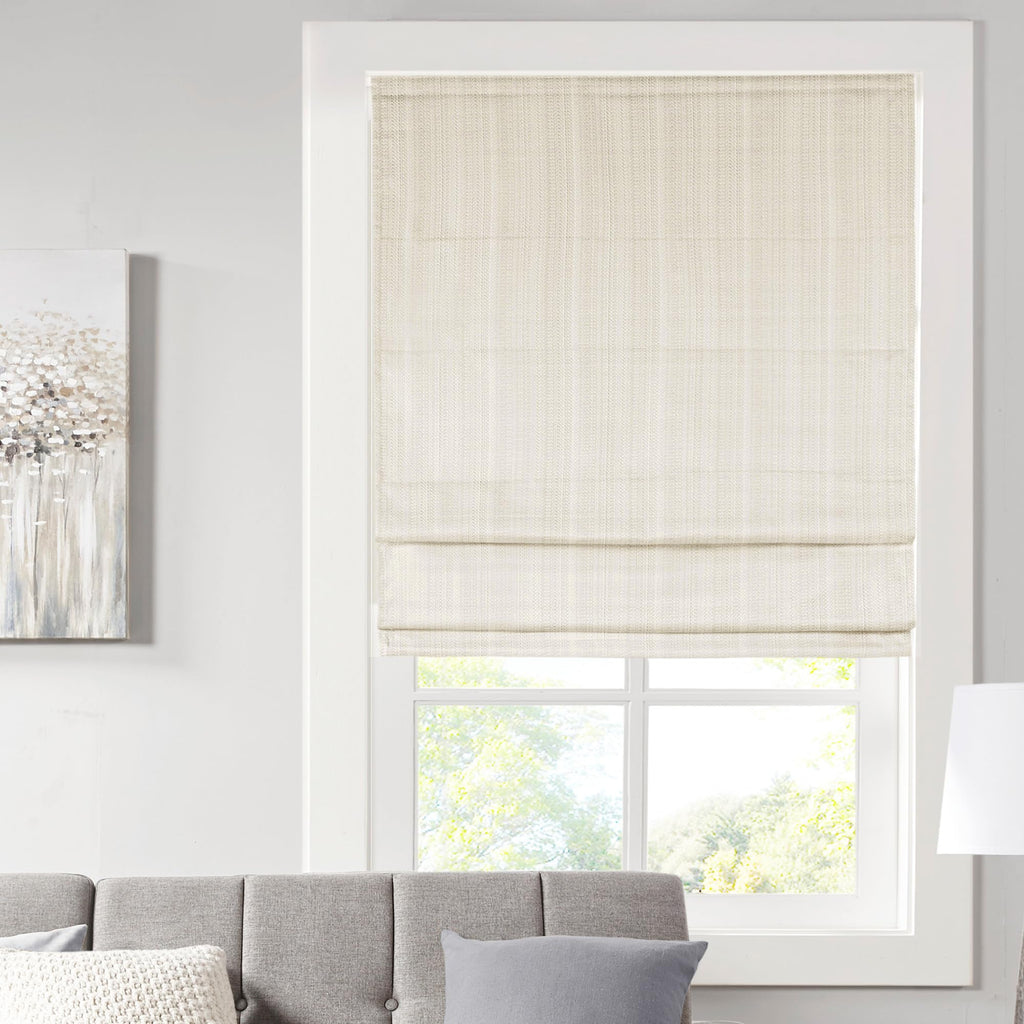 Madison Park Roman Shade, Room Darkening Blind Cordless, 33x64 Sheen Ivory