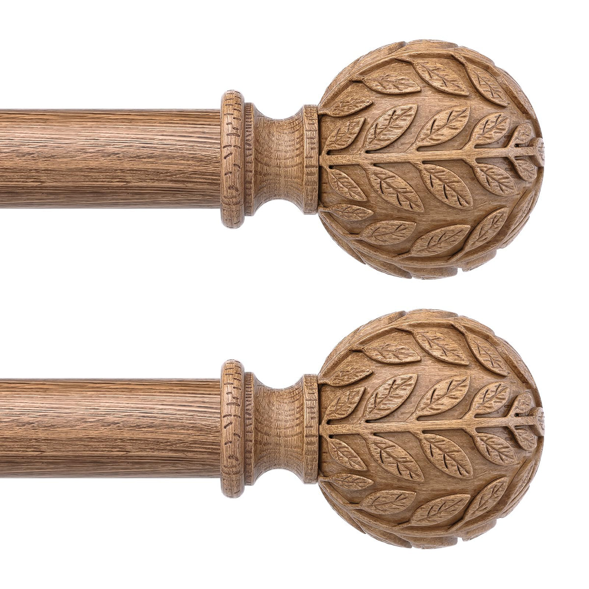 Curtain Rod 36-122 Inch, Boho Wood 1 Inch Curtain Rods for Windows
