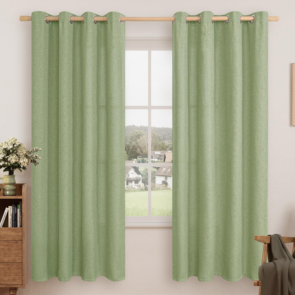 LAMIT 90 Inch Long Oatmeal Linen Curtains for Living Room 2 Panels