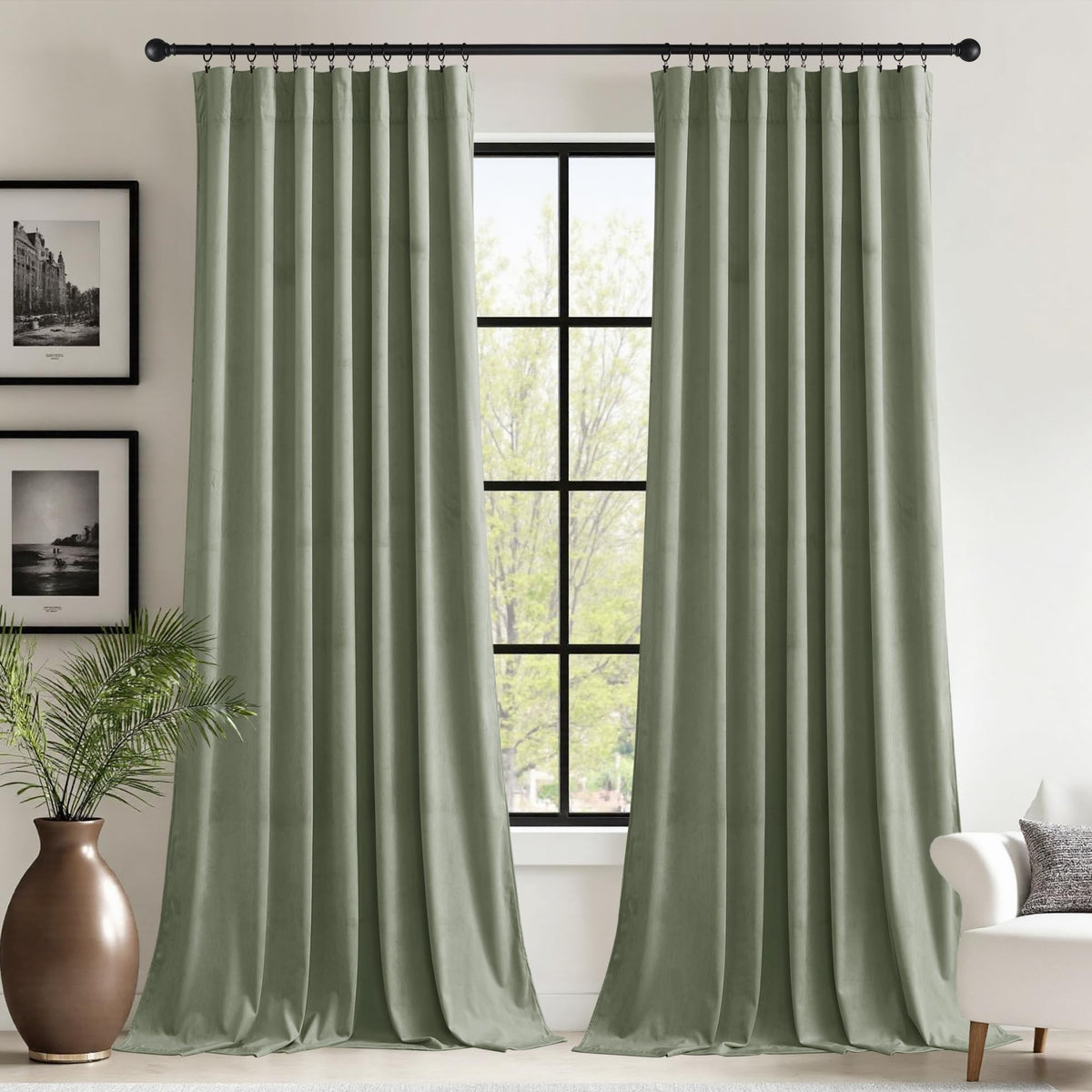 StangH Theater Red Velvet Curtains for Living Room Christmas Decor 2 Panels