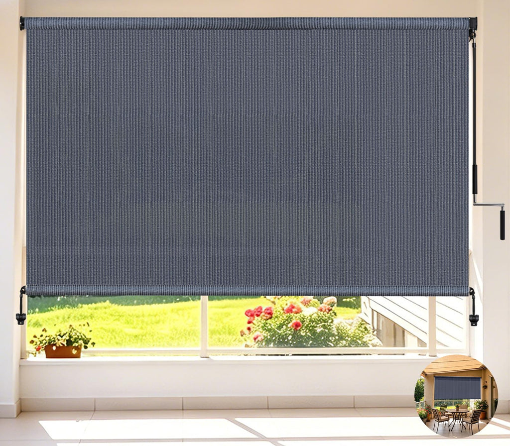 Outdoor Roller Shades,Exterior Cordless Patio Shade Roll Up Blind for Porch