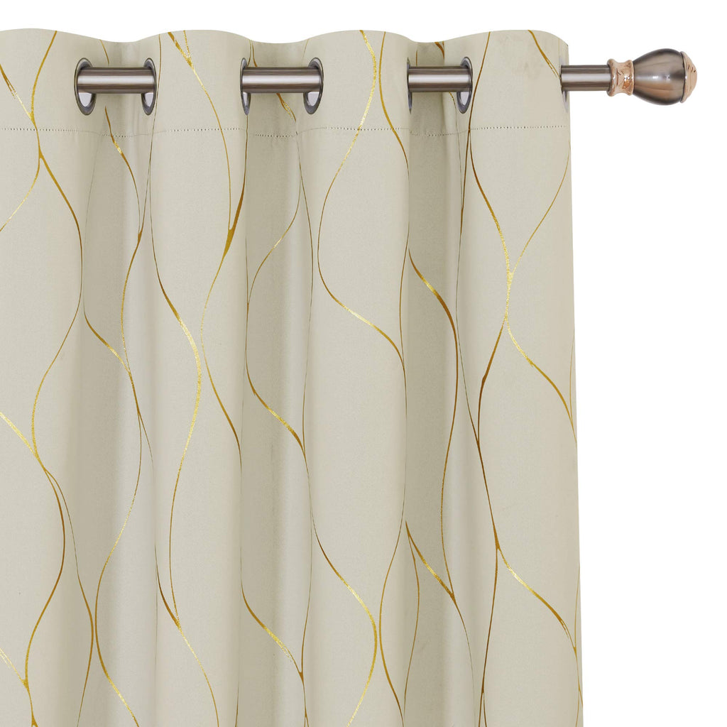 Deconovo Curtains for Living Room, Pattern Blackout Curtains 84 Inches Long