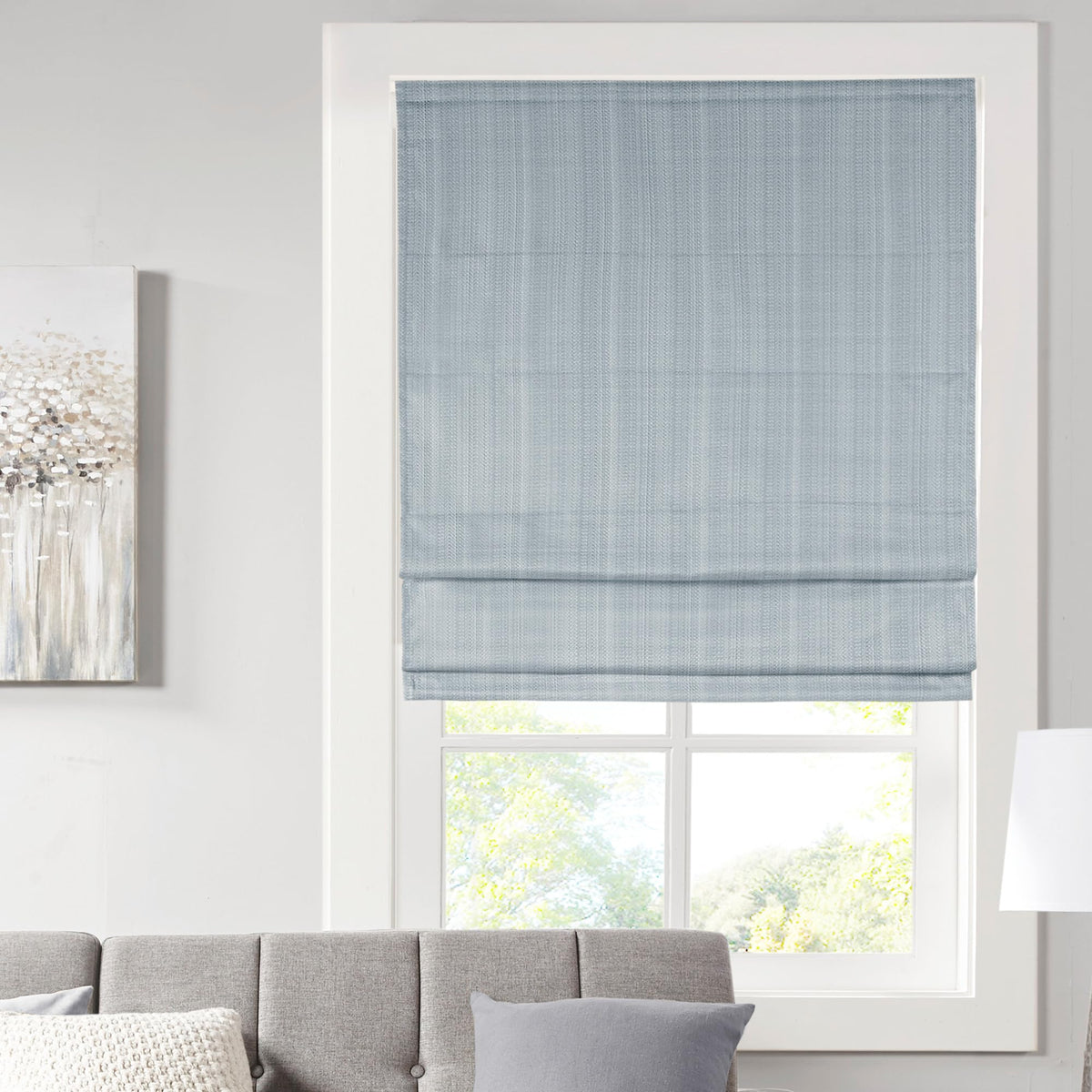 Madison Park Roman Shade, Room Darkening Blind Cordless, 33x64 Sheen Ivory