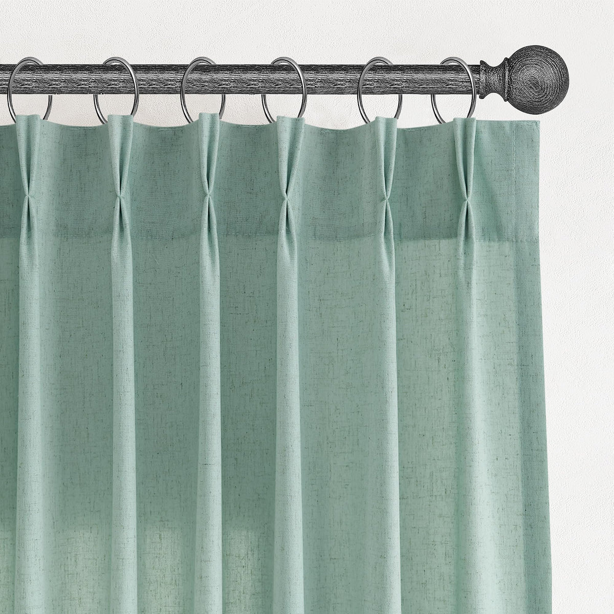 Aersas Linen Pinch Pleated Curtains 84 Inch Length 2 Panels Set for Living Room Cream Semi Sheer Window Curtain for Bedroom Boho Farmhouse Neutral Back Tab Drape Decor with Hooks, Natural Beige Ivory