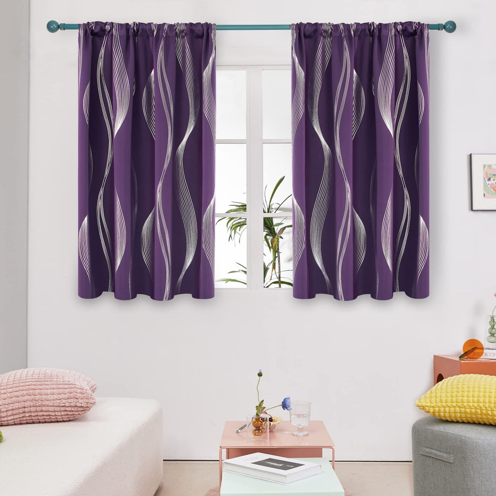 Deconovo Curtains for Living Room, Pattern Blackout Curtains 84 Inches Long
