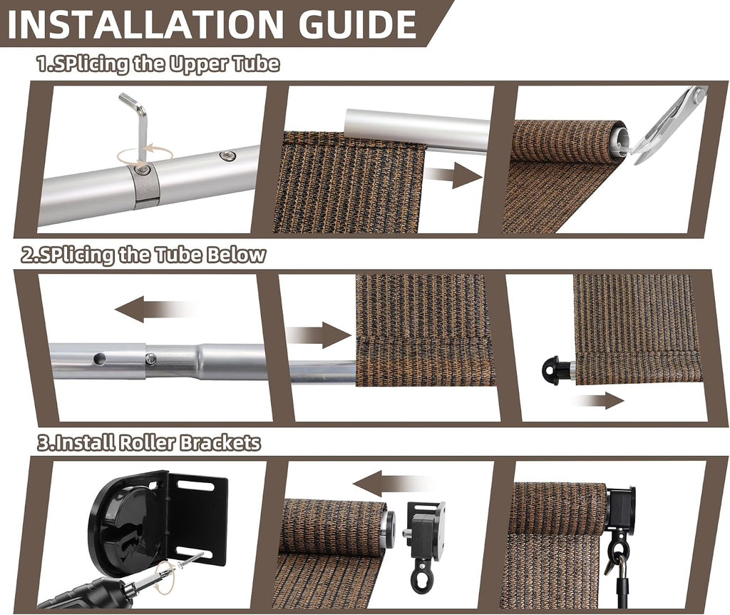 Outdoor Roller Shades,Exterior Cordless Patio Shade Roll Up Blind for Porch