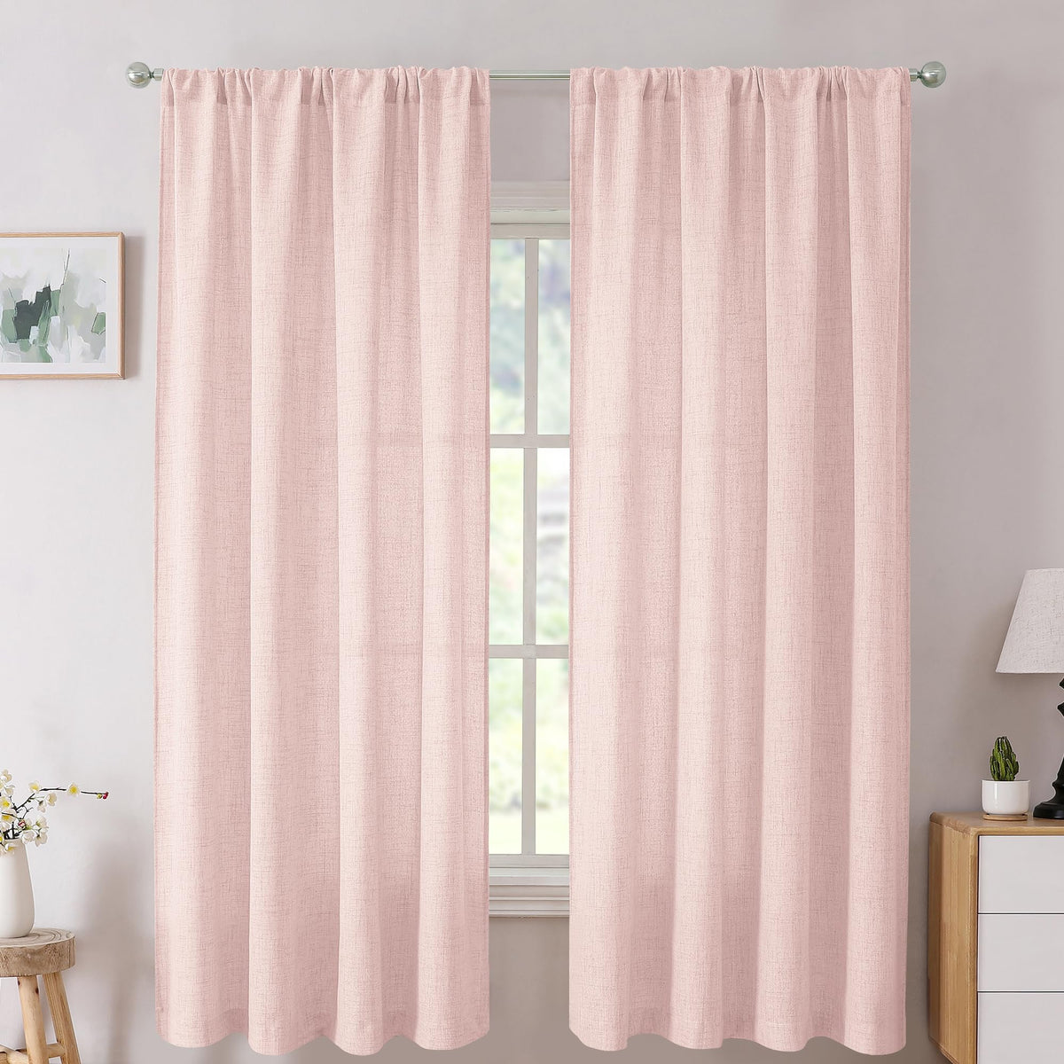 Tollpiz Linen Tier Curtains Rod Pocket Semi Sheer Short Kitchen Curtain Half Burlap Light Filtering Thick Linen Drape for Bathroom, 30 x 30 inches Long, Natural, Set of 2 Panels