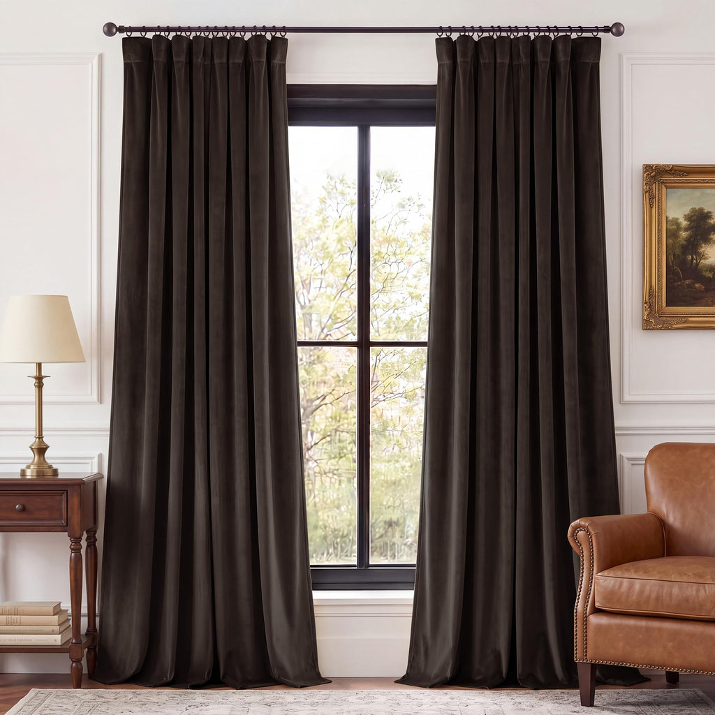 StangH Theater Red Velvet Curtains for Living Room Christmas Decor 2 Panels