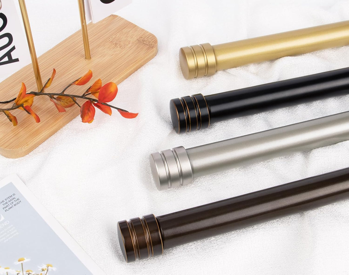 TONIAL 1 Inch Double Curtain Rods for Windows 66 to 120 Inch, Black,