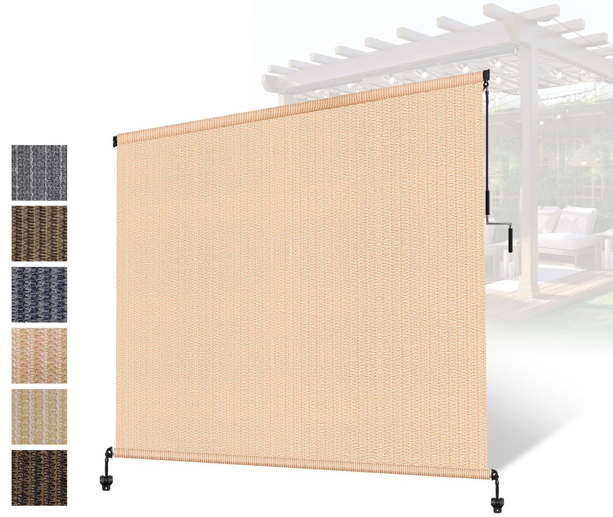 Outdoor Roller Shades,Exterior Cordless Patio Shade Roll Up Blind for Porch