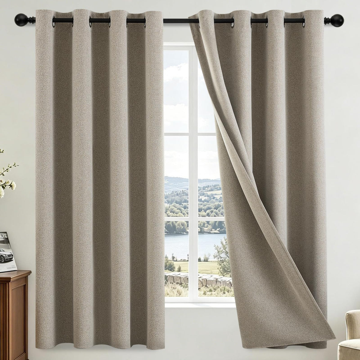 COSVIYA Grommet Blackout Room Darkening Navy Blue Curtains 84 inch Length