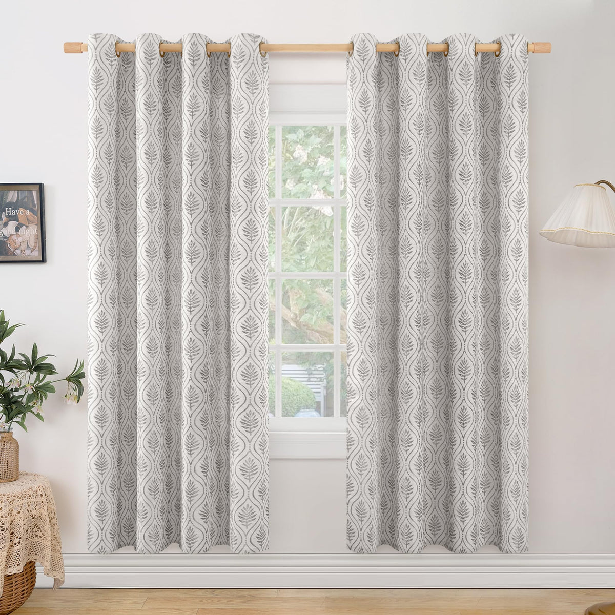 BGment Floral Leaf Curtains for Living Room 84 inch Curtains 2 Panel Set