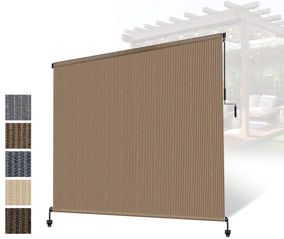 Outdoor Roller Shades,Exterior Cordless Patio Shade Roll Up Blind for Porch