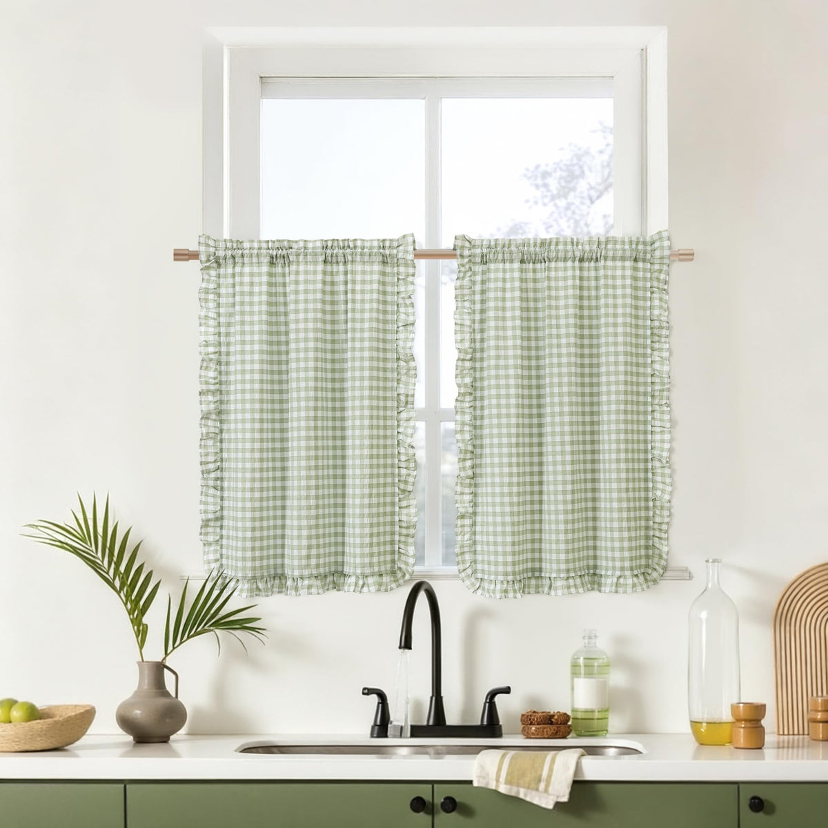 ZJDECOR Brown White Buffalo Plaid Curtains 84 Inches Long for Bedroom
