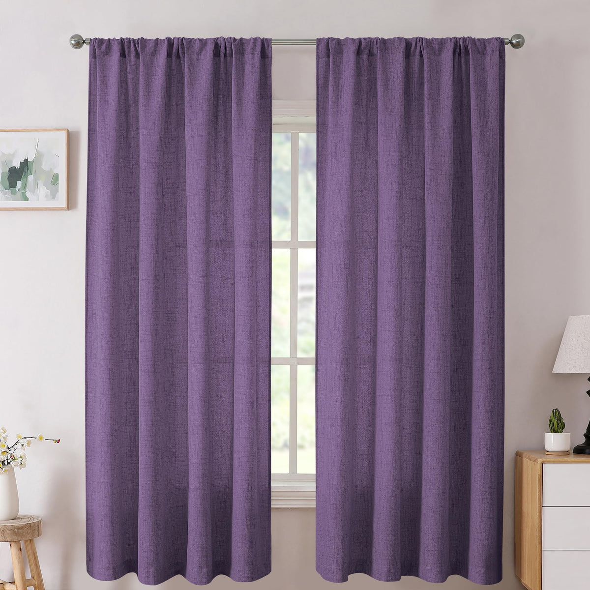 Tollpiz Linen Tier Curtains Rod Pocket Semi Sheer Short Kitchen Curtain Half Burlap Light Filtering Thick Linen Drape for Bathroom, 30 x 30 inches Long, Natural, Set of 2 Panels