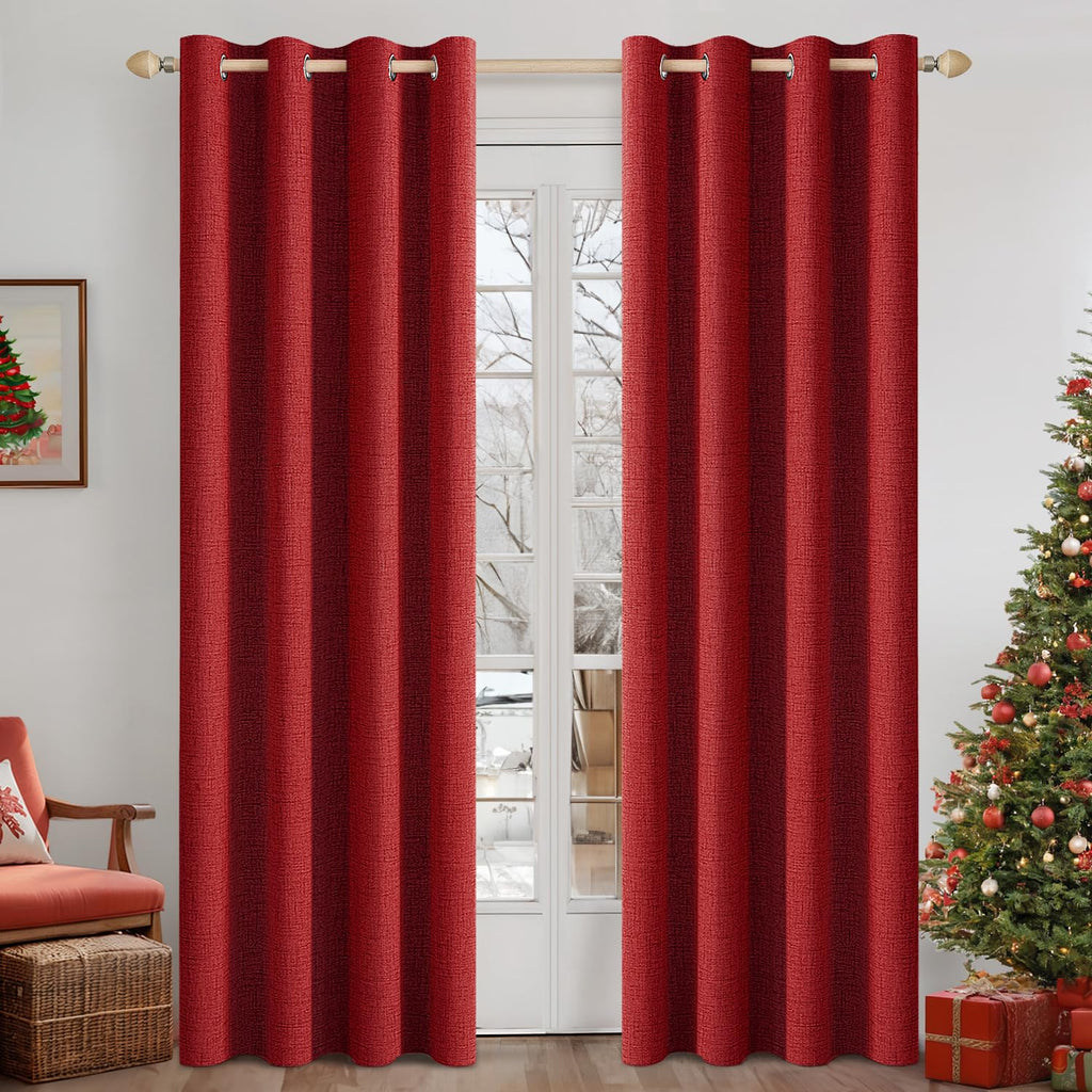 MIULEE 100% Blackout Linen Curtains for Bedroom 52x84 Inches Dusty Blue
