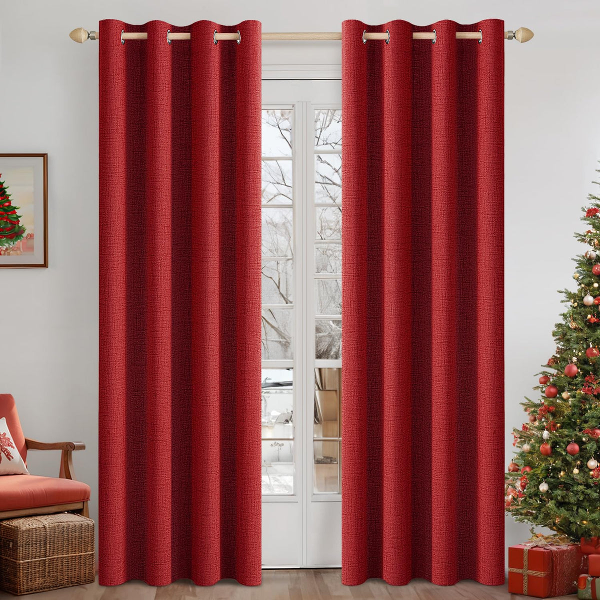 MIULEE 100% Blackout Linen Curtains for Bedroom 52x84 Inches Dusty Blue