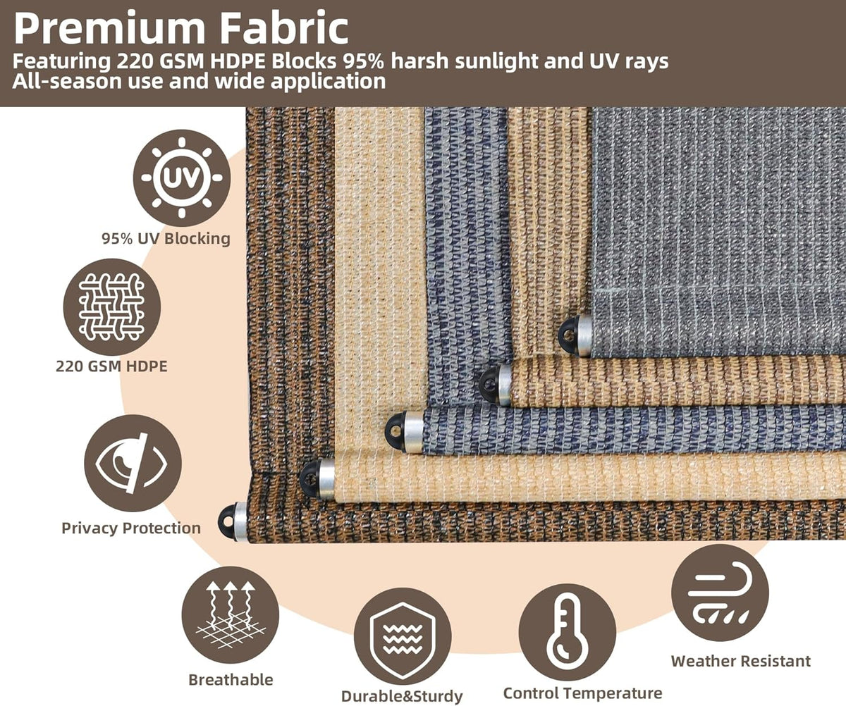 Outdoor Roller Shades,Exterior Cordless Patio Shade Roll Up Blind for Porch