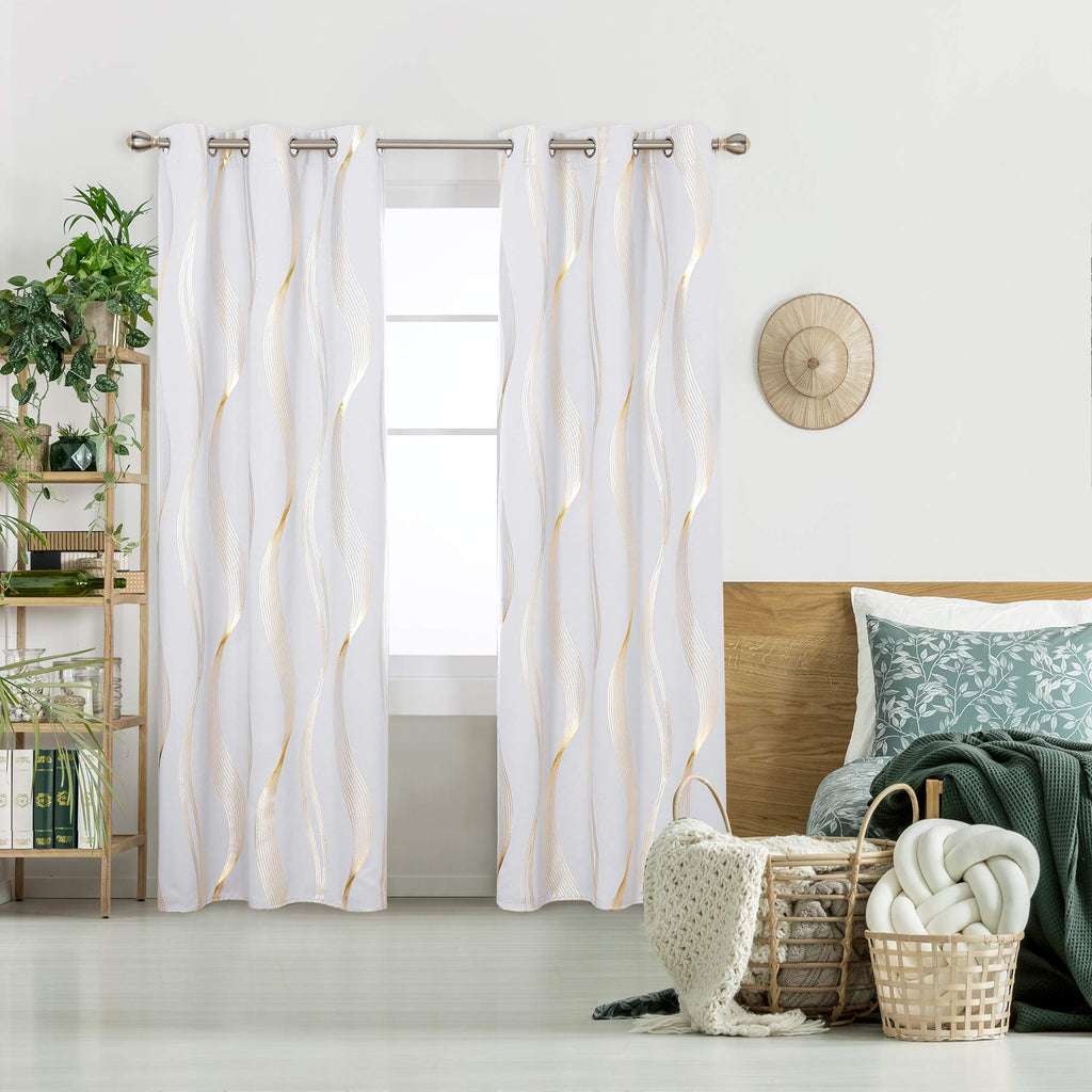 Deconovo Curtains for Living Room, Pattern Blackout Curtains 84 Inches Long