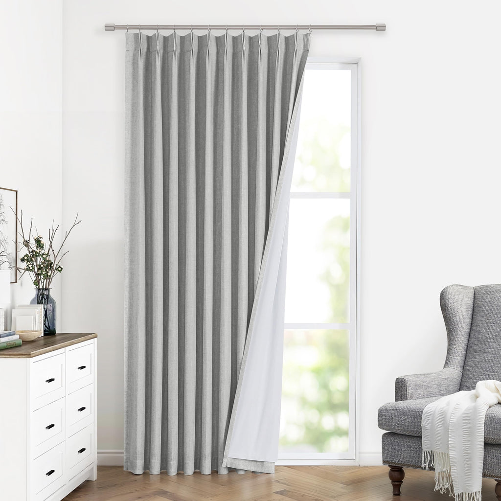 Vision Home Natural Pinch Pleated Full Blackout Curtains Linen Blended Room Darkening Window Curtains 108 inch for Living Room Bedroom Thermal Insulated Pinch Pleat Drapes with Hooks 40" Wx108 Lx2