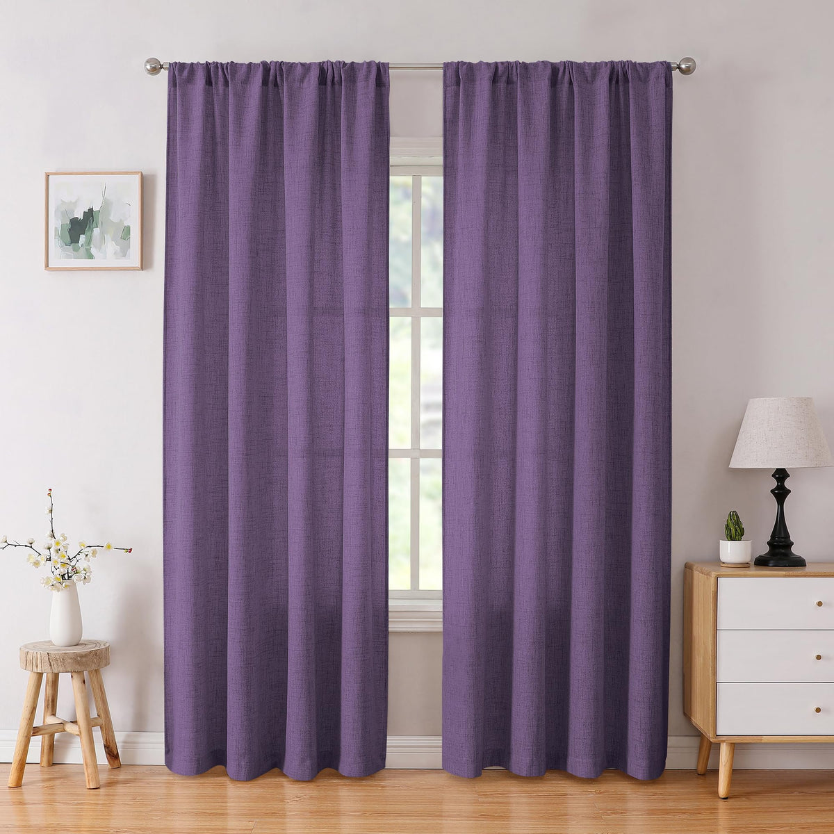 Tollpiz Linen Tier Curtains Rod Pocket Semi Sheer Short Kitchen Curtain Half Burlap Light Filtering Thick Linen Drape for Bathroom, 30 x 30 inches Long, Natural, Set of 2 Panels
