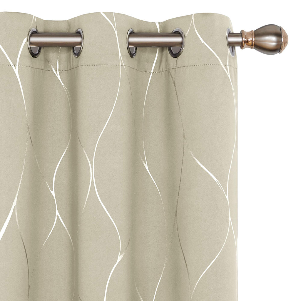 Deconovo Curtains for Living Room, Pattern Blackout Curtains 84 Inches Long