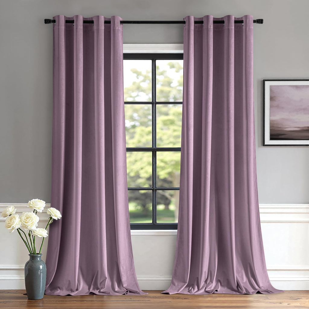 MIULEE Velvet Blackout Curtains Olive Green 52 x 96 Inch Length 2 Panels