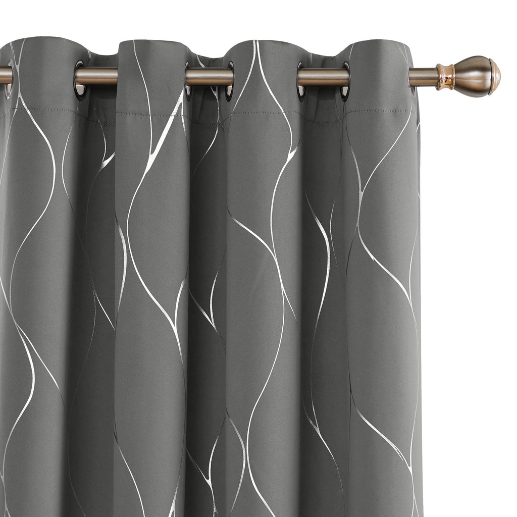 Deconovo Curtains for Living Room, Pattern Blackout Curtains 84 Inches Long
