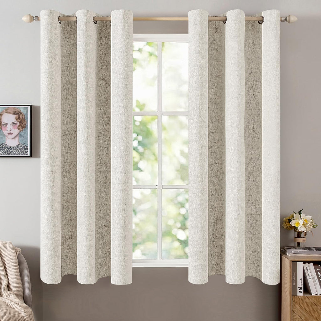 MIULEE 100% Blackout Linen Curtains for Bedroom 52x84 Inches Dusty Blue