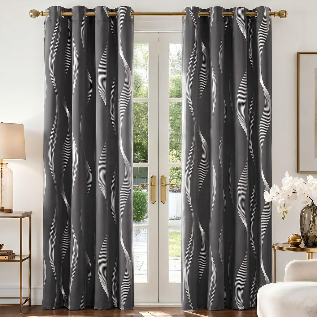 Deconovo Curtains for Living Room, Pattern Blackout Curtains 84 Inches Long