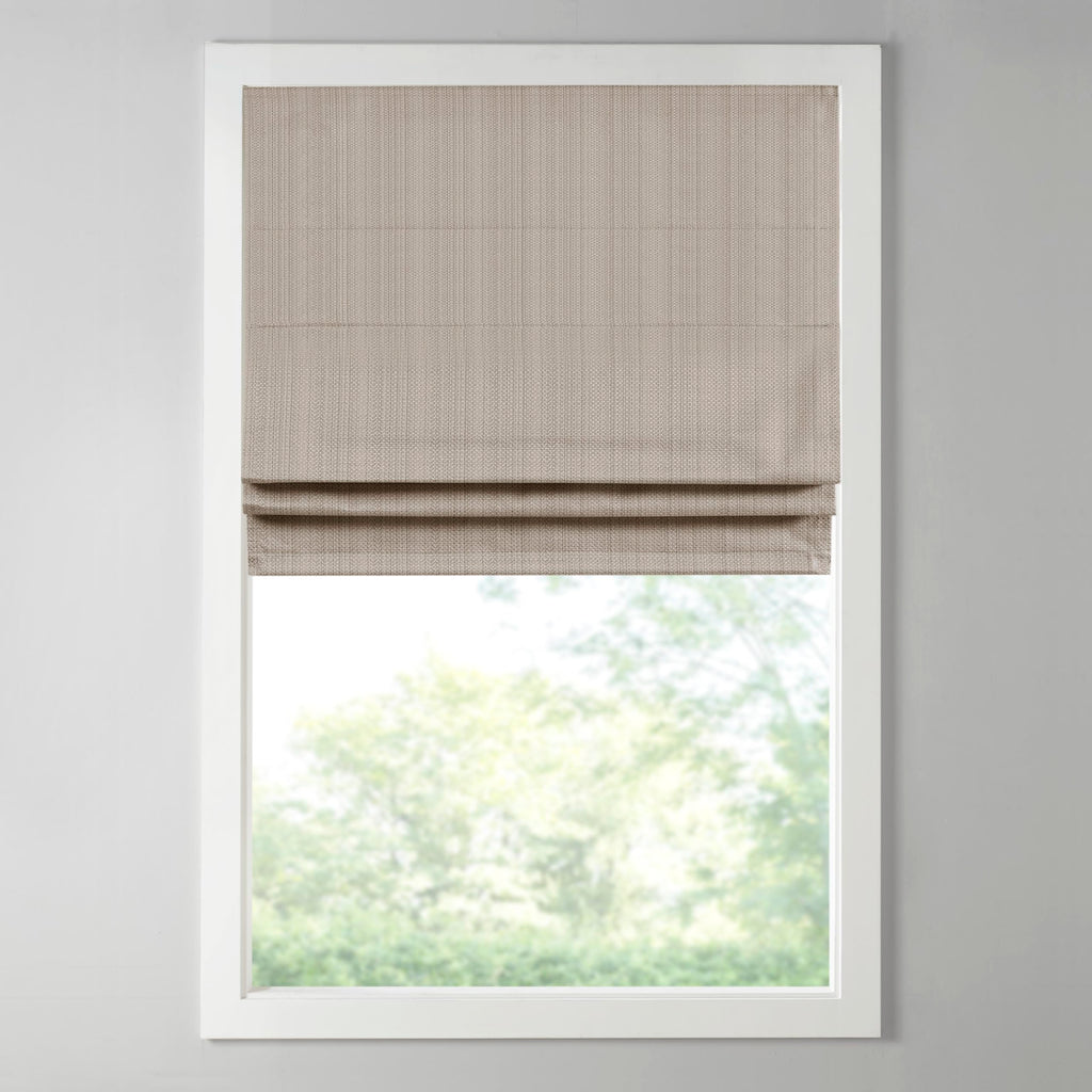Madison Park Roman Shade, Room Darkening Blind Cordless, 33x64 Sheen Ivory