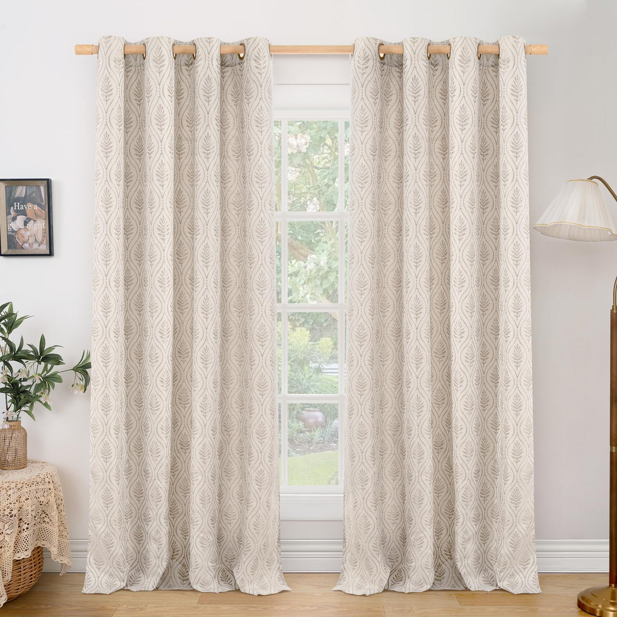 BGment Floral Leaf Curtains for Living Room 84 inch Curtains 2 Panel Set