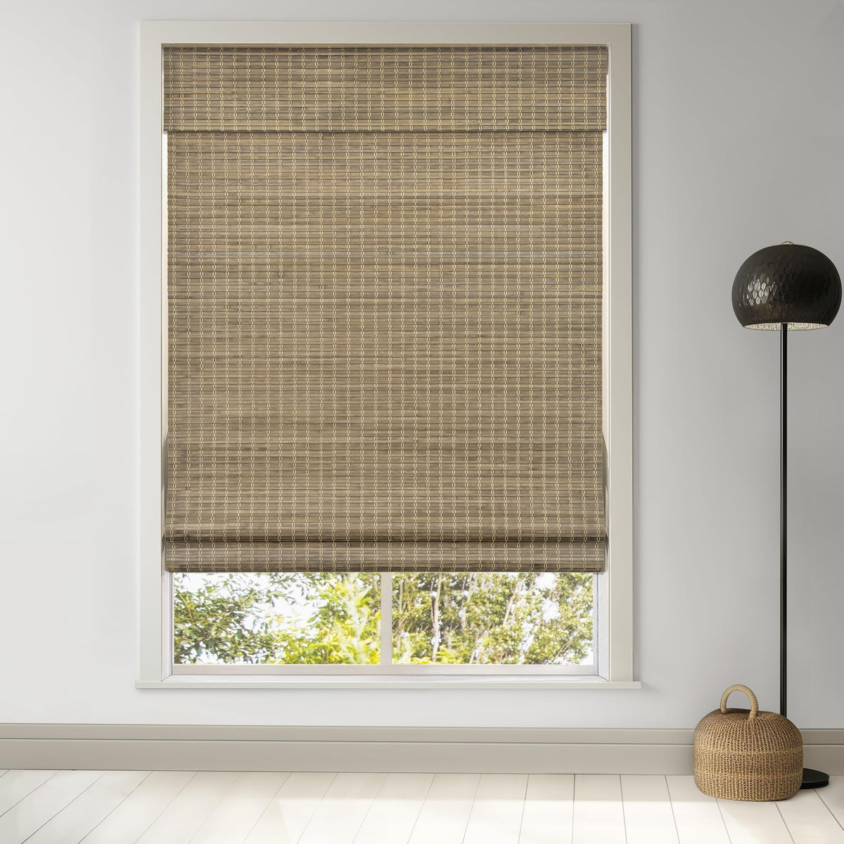 LazBlinds Cordless Bamboo Roman Shades, 34x64, Highfield Teak