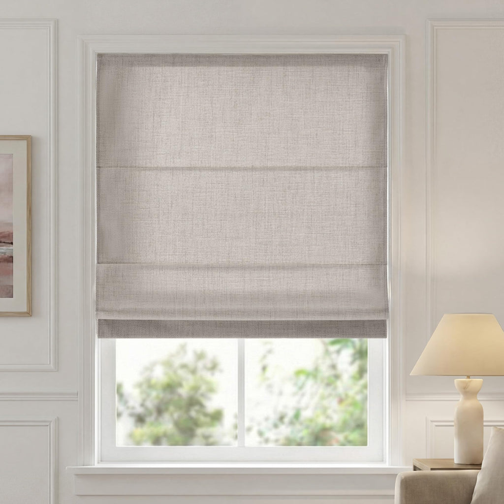 Madison Park Roman Shade, Blackout Blinds Thermal Insulated, 35x64 Linen