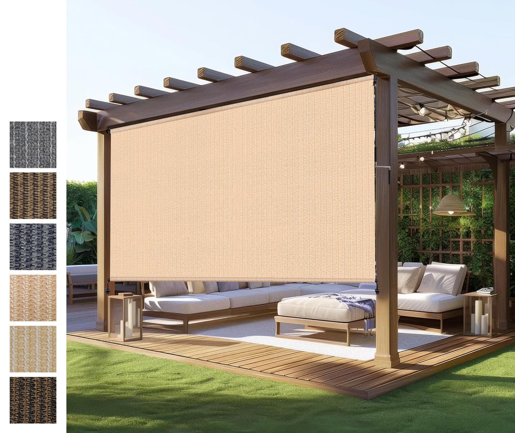Outdoor Roller Shades,Exterior Cordless Patio Shade Roll Up Blind for Porch
