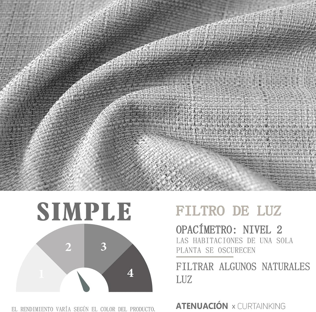 jinchan Grey Linen Textured Curtains 96 Inch Long 2 Panels for Living Room Grommet Top Light Filtering Window Drapes for Bedroom Heathered Gray