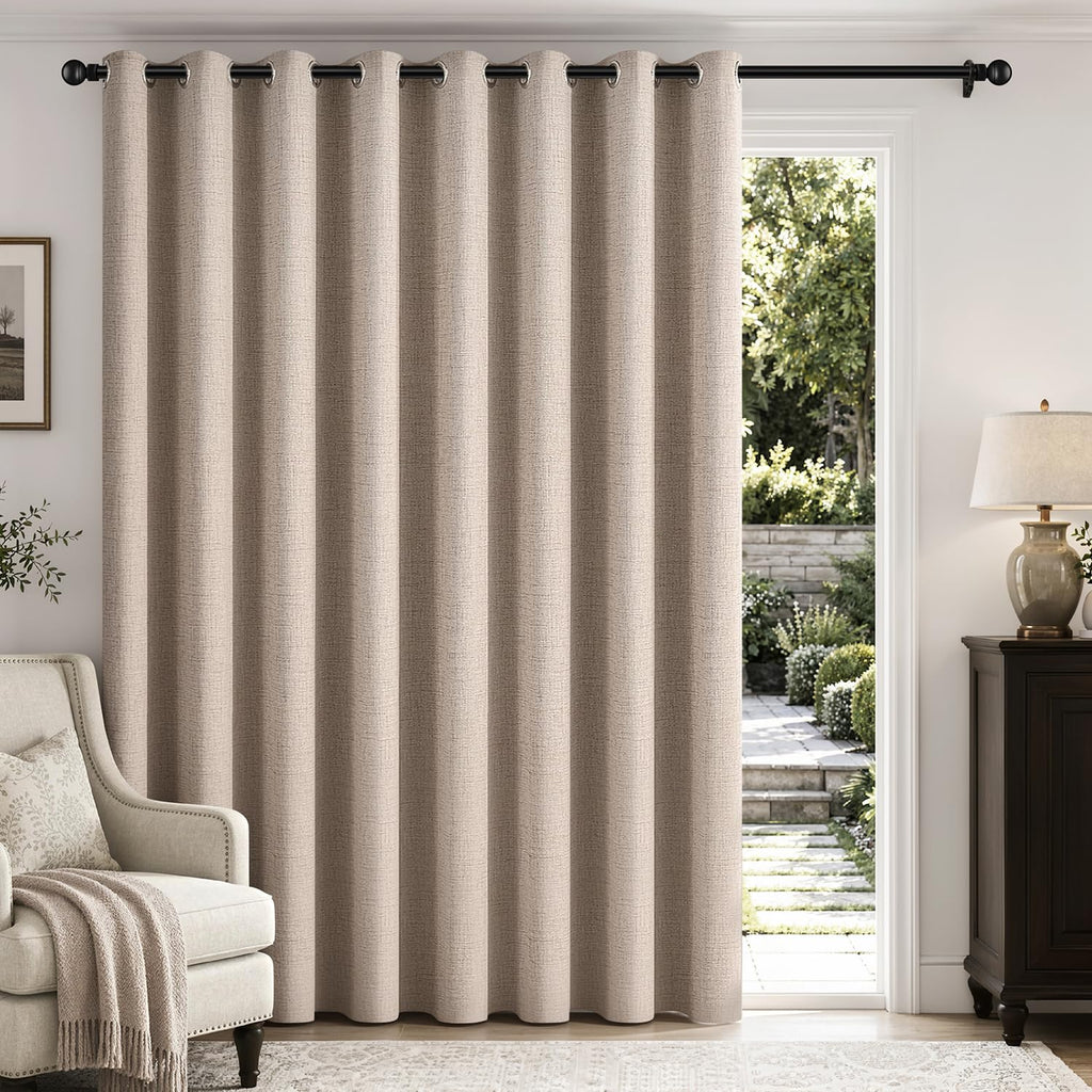 MIULEE 100% Blackout Linen Curtains for Bedroom 52x84 Inches Dusty Blue