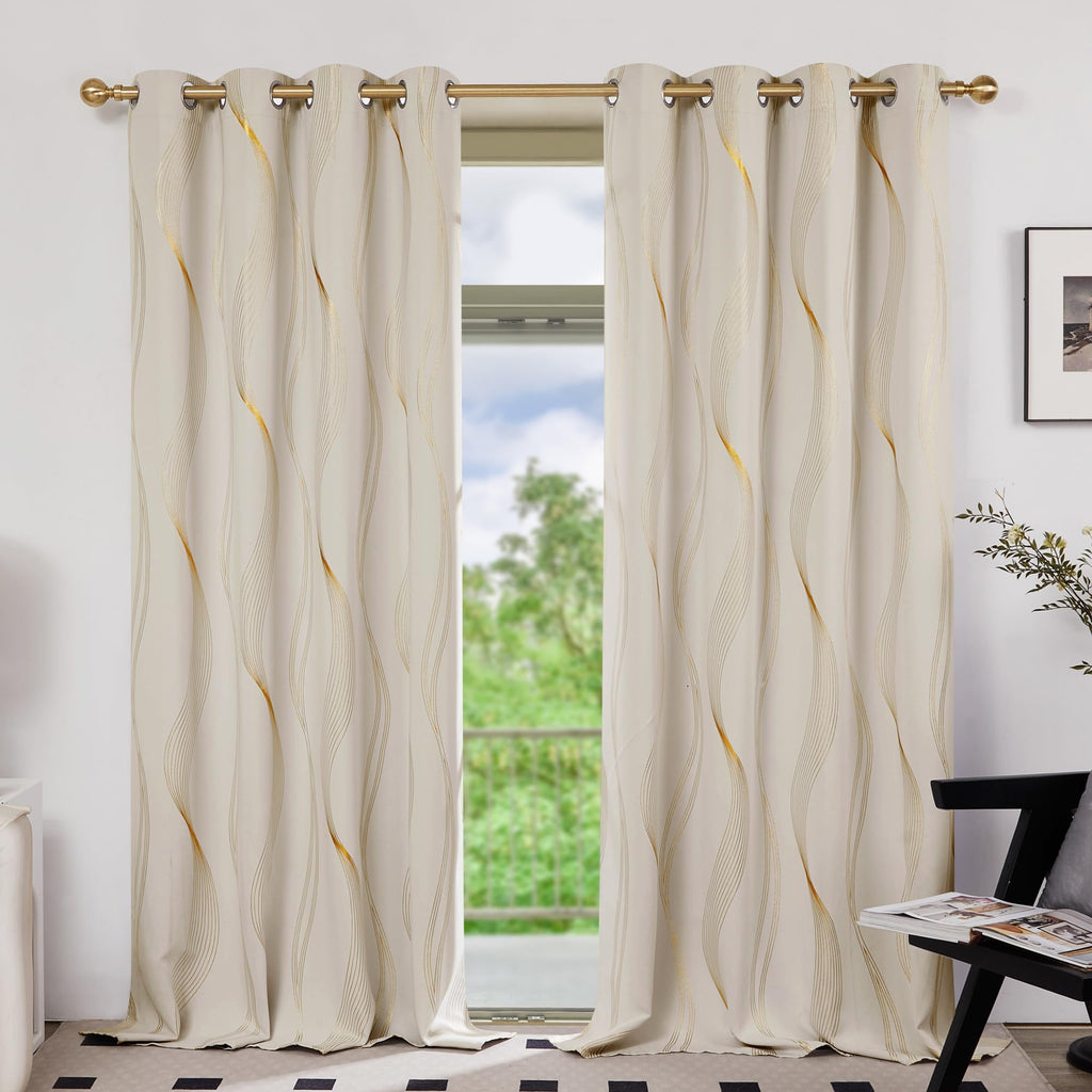 Deconovo Curtains for Living Room, Pattern Blackout Curtains 84 Inches Long