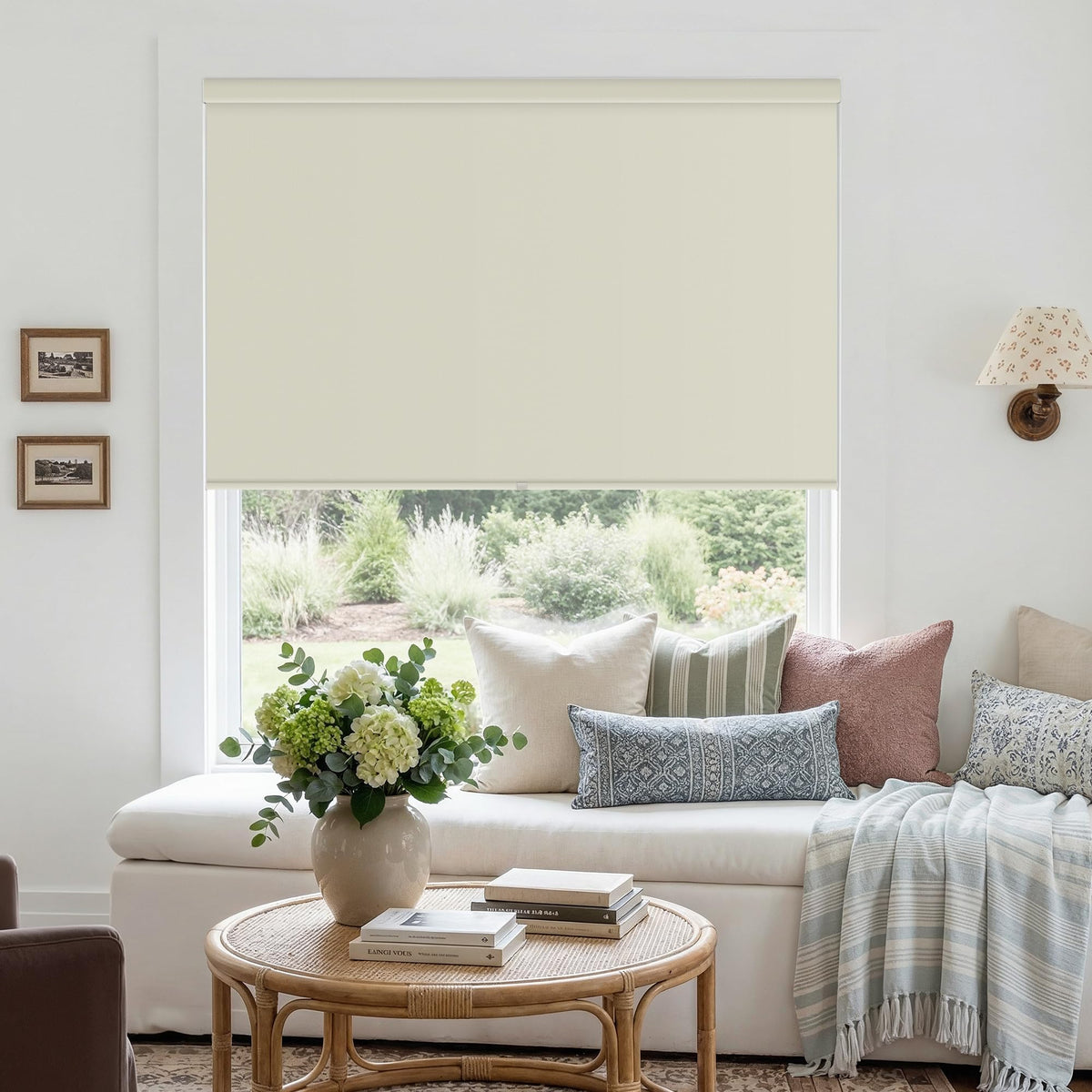 Extra Wide Beige Roller Shades 100% Blackout Blinds for Large Window Bedroom Living Room Dining Free-Stop Cordless Thermal Insulated Black Out Shades with Valance, Room Darkening Blinds Oatmeal,72x72