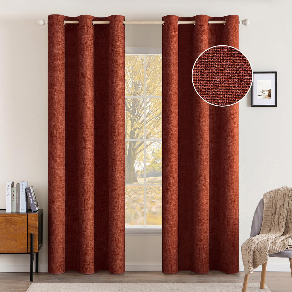 MIULEE 100% Blackout Linen Curtains for Bedroom 52x84 Inches Dusty Blue
