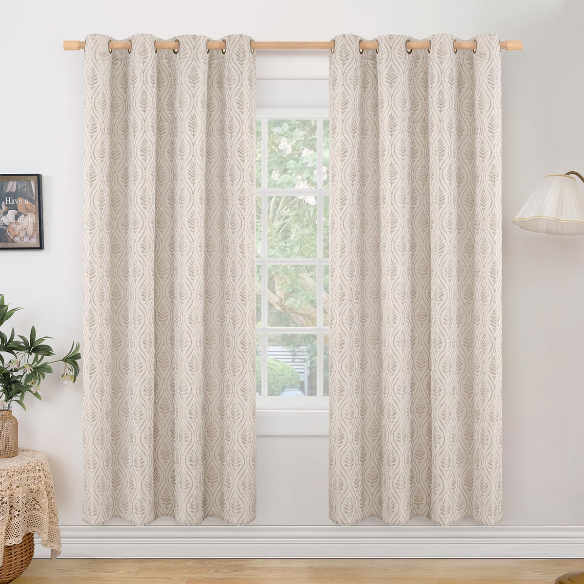 BGment Floral Leaf Curtains for Living Room 84 inch Curtains 2 Panel Set
