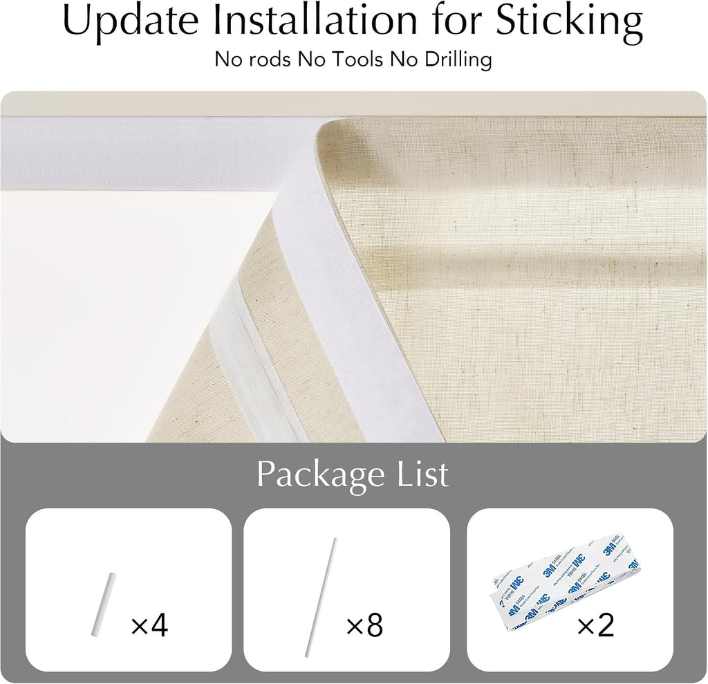 NICETOWN Natural Linen No Drill Roman Shades for Windows, French Front Door Curtain Solid Cordless Blinds for Farmhouse Door Window Covering with Light Filgtering, W26 x L69, 1Pc