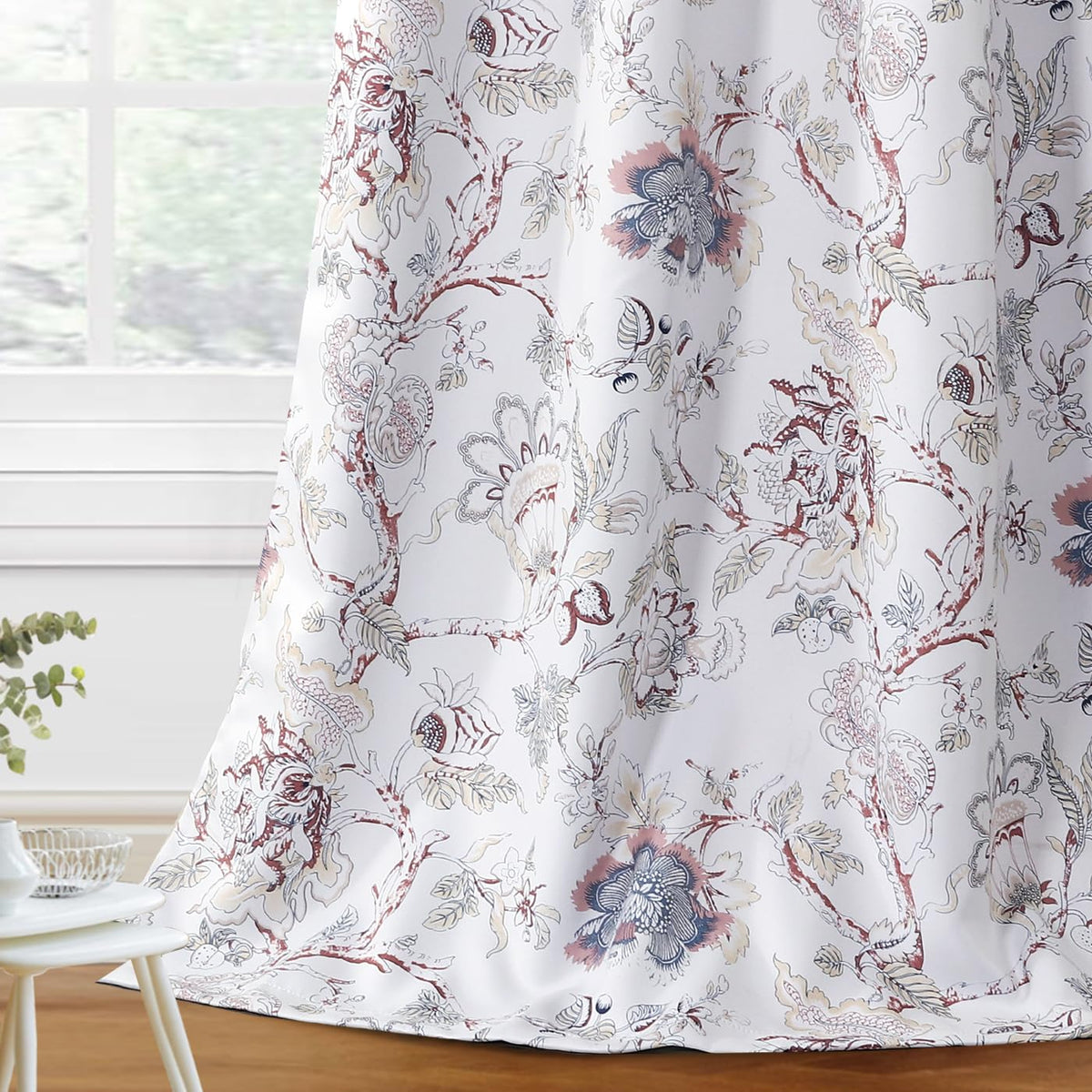 H.VERSAILTEX Blackout Curtains 84 Inch Length 2 Panels Set Floral Print Curtain Drapes for Living Room Thermal Insulated Grommet Window Curtains for Bedroom - Traditional Floral in Sage and Brown