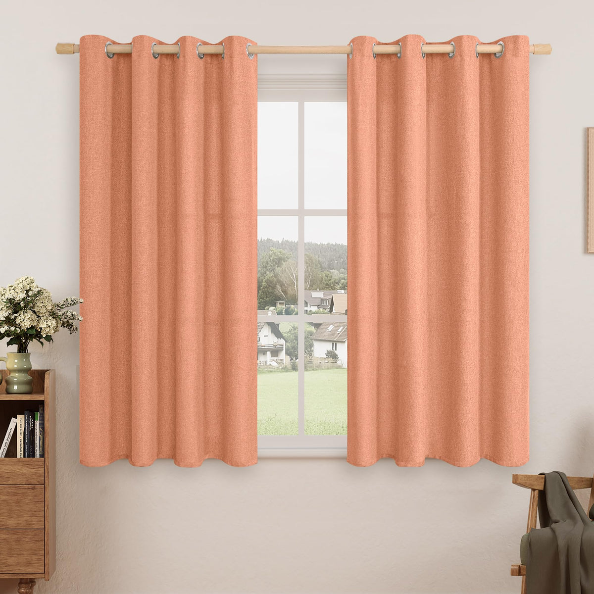 LAMIT 90 Inch Long Oatmeal Linen Curtains for Living Room 2 Panels