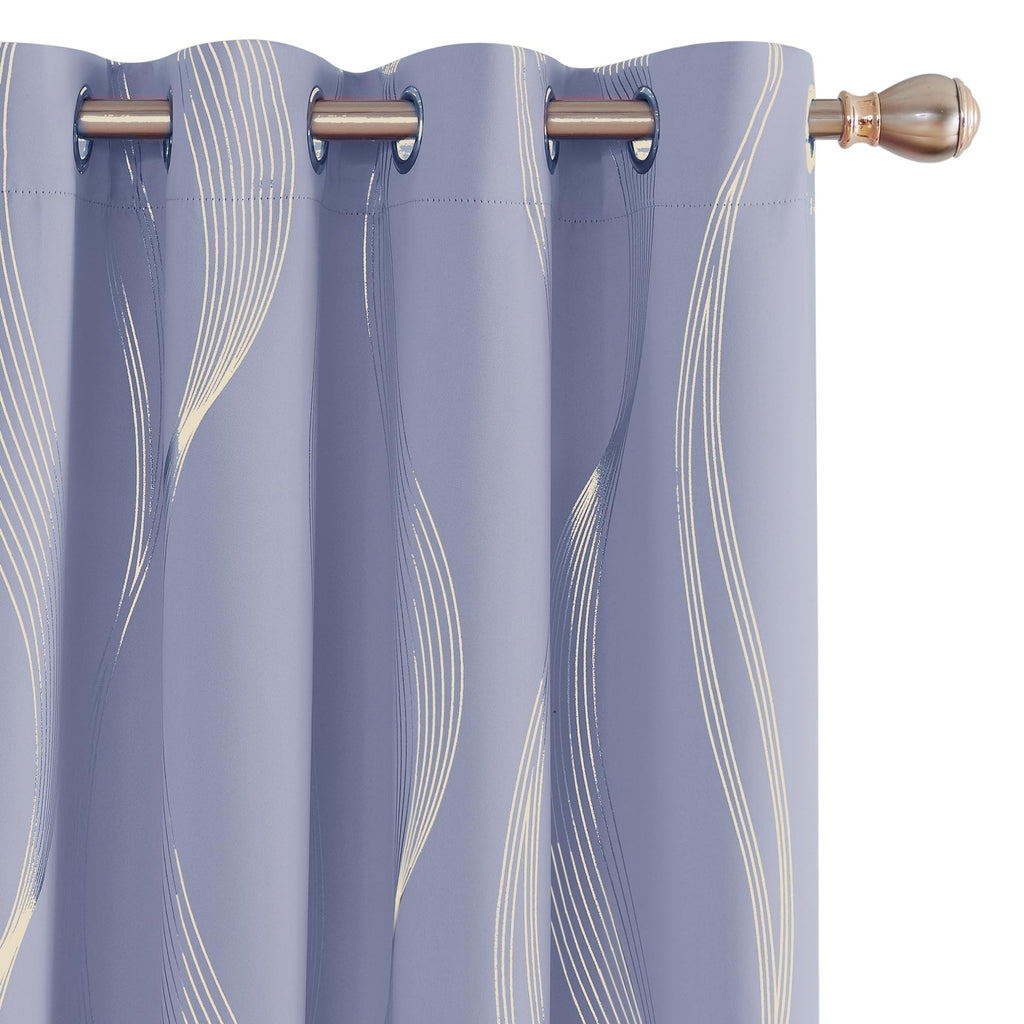 Deconovo Curtains for Living Room, Pattern Blackout Curtains 84 Inches Long