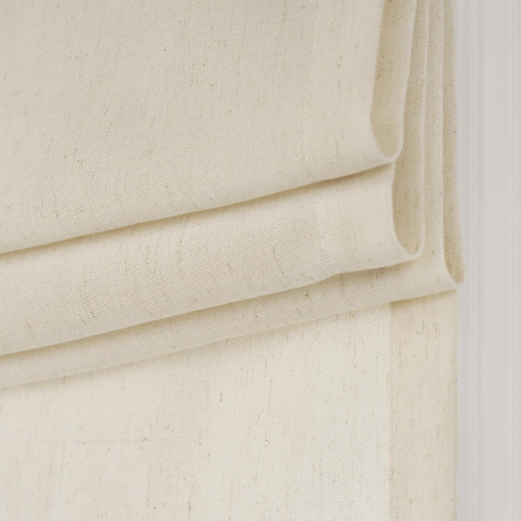 NICETOWN Natural Linen No Drill Roman Shades for Windows, French Front Door Curtain Solid Cordless Blinds for Farmhouse Door Window Covering with Light Filgtering, W26 x L69, 1Pc